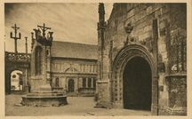 Cartolis Lampaul-Guimiliau (Finistère) - Le calvaire, le porche et le baptistère