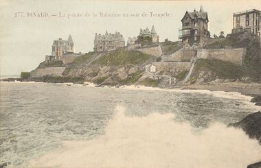 Cartolis Dinard (Ille-et-Vilaine) - La pointe de la Malouine un soir de Tempête