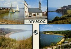 Cartolis Lanvéoc (Finistère) - La cale, le bourg et la plage vue du fort